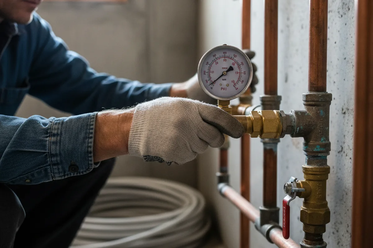 Pressure testing a repaired line during Water Line Repair in South El Monte